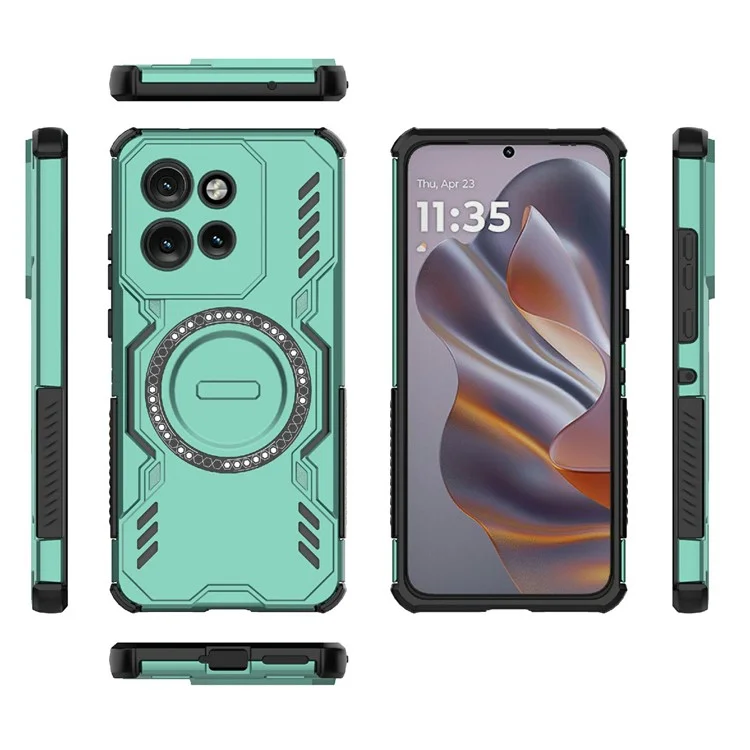 Magnetic Case For Motorola Edge 50 Neo 5G  /  Moto S50 5G  /  Thinkphone 25 5G Butterfly Armor Hollow Heat Dissipation PC + TPU Phone Cover - Green