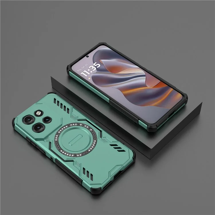 Magnetic Case For Motorola Edge 50 Neo 5G  /  Moto S50 5G  /  Thinkphone 25 5G Butterfly Armor Hollow Heat Dissipation PC + TPU Phone Cover - Green