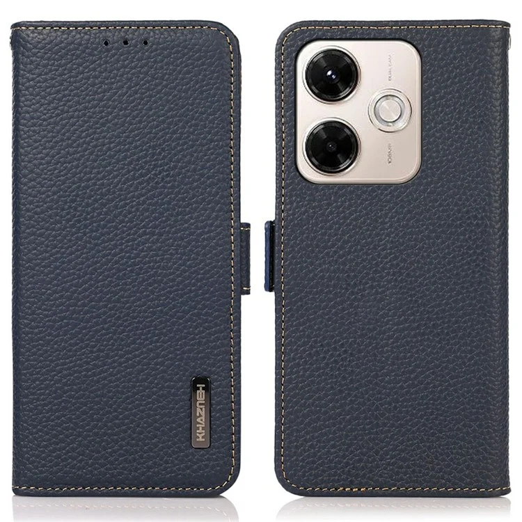 Capa para Xiaomi Redmi 13x 4G em Couro Genuíno de Vaca com Bloqueio RFID - Azul