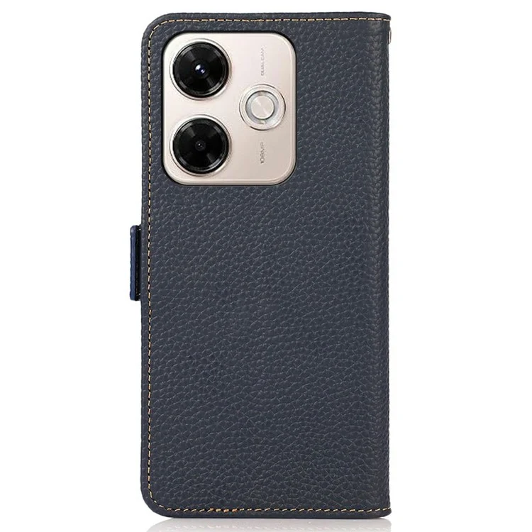 Capa para Xiaomi Redmi 13x 4G em Couro Genuíno de Vaca com Bloqueio RFID - Azul