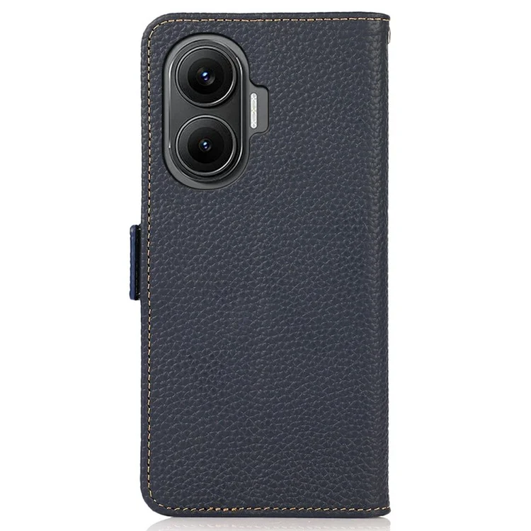 KHAZNEH per Xiaomi Redmi Turbo 4 Pro 5G / Poco F7 5G Cover per Cellulare in Vera Pelle di Vacchetta con Blocco RFID - Blu