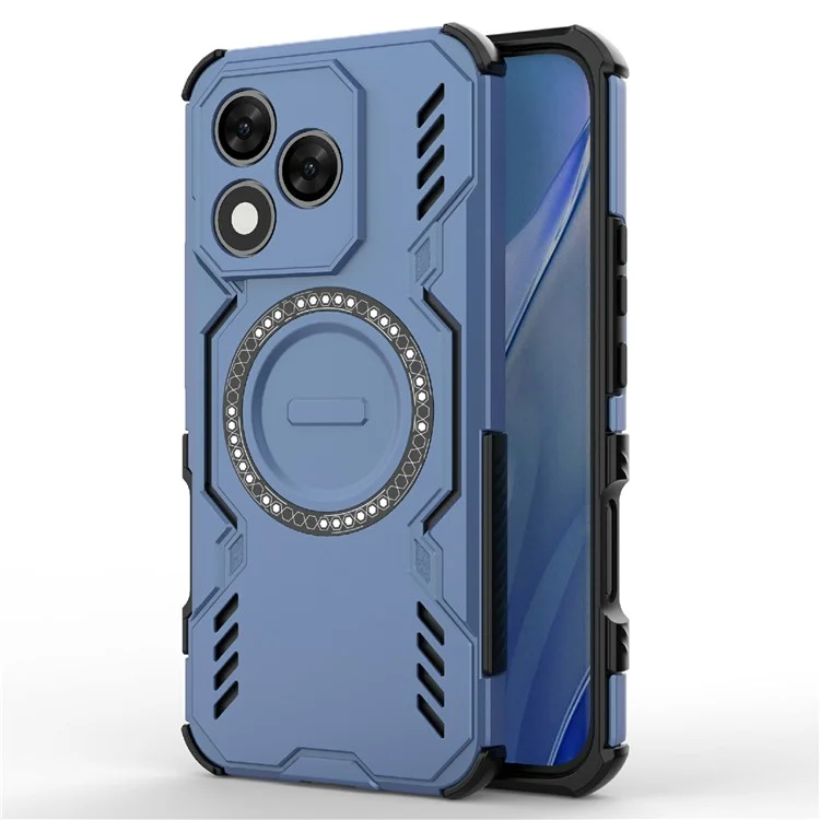 For Honor 400 Lite Magnetic Case Butterfly Armor Hollow Heat Dissipation PC + TPU Phone Cover - Blue