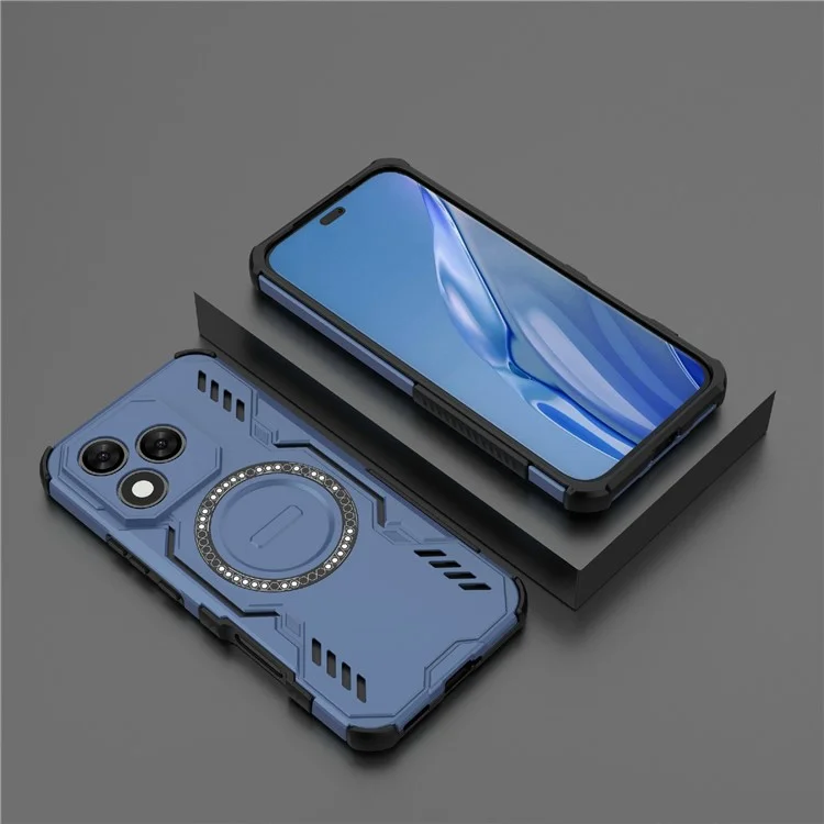 For Honor 400 Lite Magnetic Case Butterfly Armor Hollow Heat Dissipation PC + TPU Phone Cover - Blue