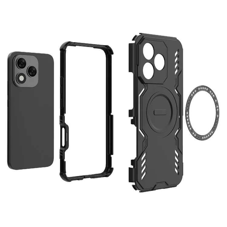 For Honor 400 Lite Magnetic Case Butterfly Armor Hollow Heat Dissipation PC + TPU Phone Cover - Blue