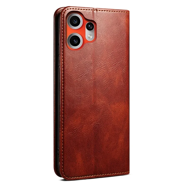 For Nothing CMF Phone 2 Pro Case Crazy Horse Texture Waxy Leather Wallet Stand Phone Cover - Brown