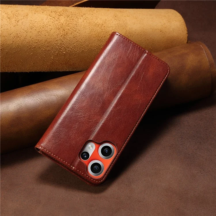 For Nothing CMF Phone 2 Pro Case Crazy Horse Texture Waxy Leather Wallet Stand Phone Cover - Brown