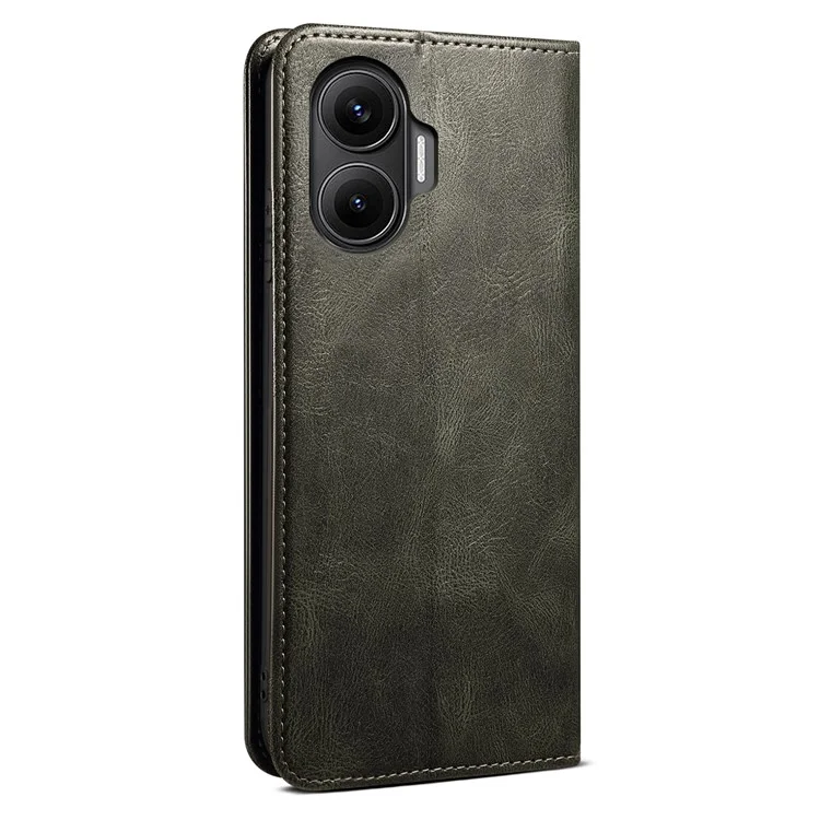 For Xiaomi Redmi Turbo 4 Pro 5G Case Crazy Horse Texture Waxy Leather Wallet Stand Phone Cover - Green