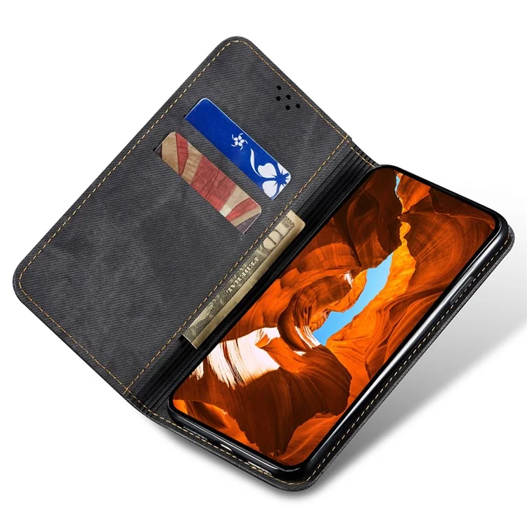 Funda de Cuero con Textura de Tejano para Xiaomi Redmi Turbo 4 Pro 5G - Antiarañazos con Soporte - Negro