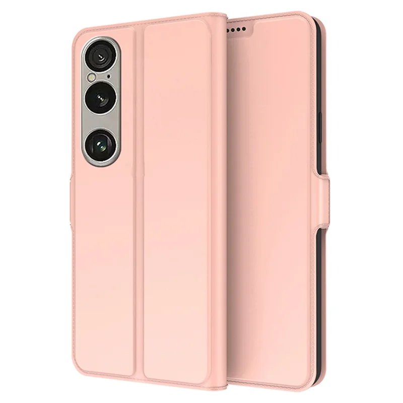 For Sony Xperia 1 VII Case Shockproof TPU Inner Shell Leather Phone Cover Card Slot - Rose Gold