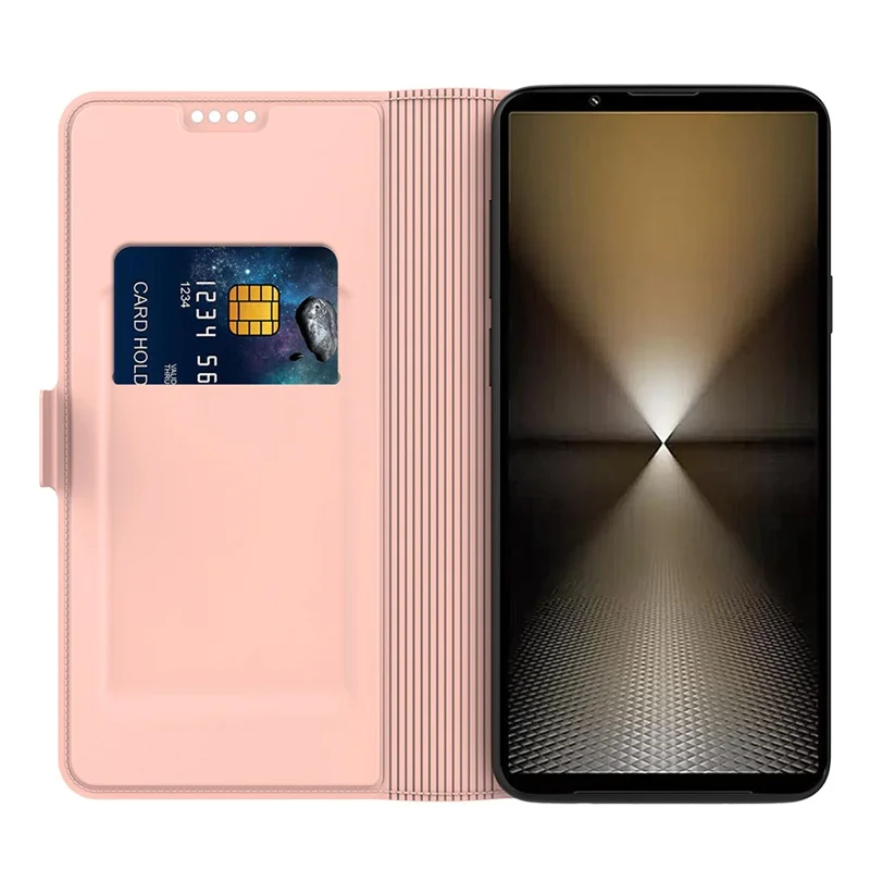 For Sony Xperia 1 VII Case Shockproof TPU Inner Shell Leather Phone Cover Card Slot - Rose Gold