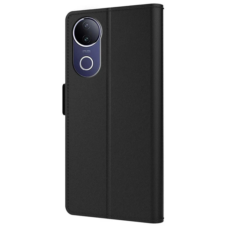 Capa de telefone de couro PU com suporte e porta-cartões para vivo V50e 5G / V50 5G - Preto