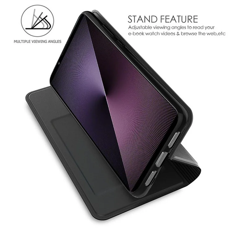 Capa para Sony Xperia 1 VII em Couro Sintético com Porta-cartões e Suporte - Preto