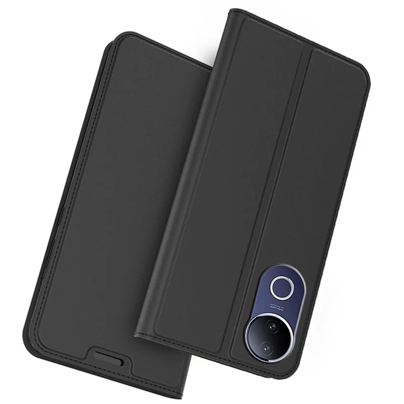 For vivo V50e 5G / V50 5G Case PU Leather Phone Cover with Card Holder Stand - Black