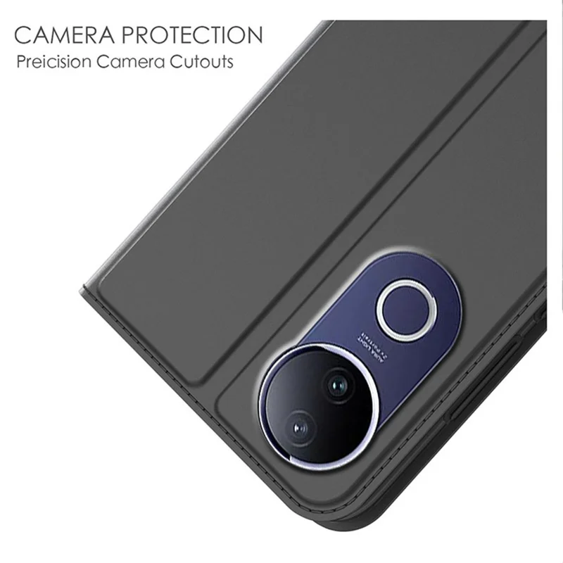 For vivo V50e 5G / V50 5G Case PU Leather Phone Cover with Card Holder Stand - Black