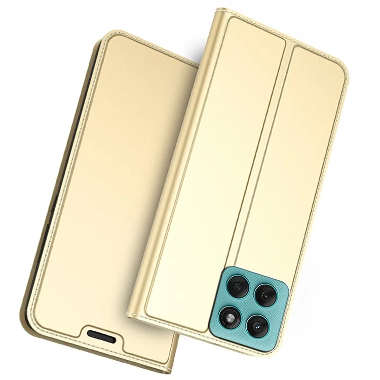 Funda de Cuero Sintético para Motorola Edge 60 5G / Edge 60 Fusion 5G con Soporte y Portarretratos - Dorado