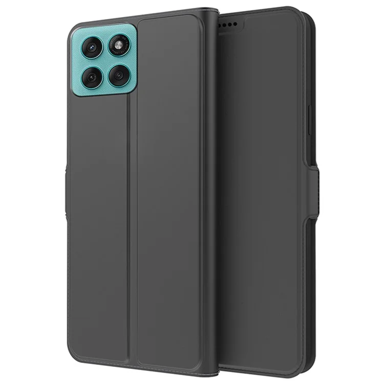 Funda Anticaídas para Motorola Edge 60 5G / Edge 60 Fusion 5G con Carcasa Interior de TPU, Cubierta de Cuero para Teléfono con Ranura para Tarjetas - Negro