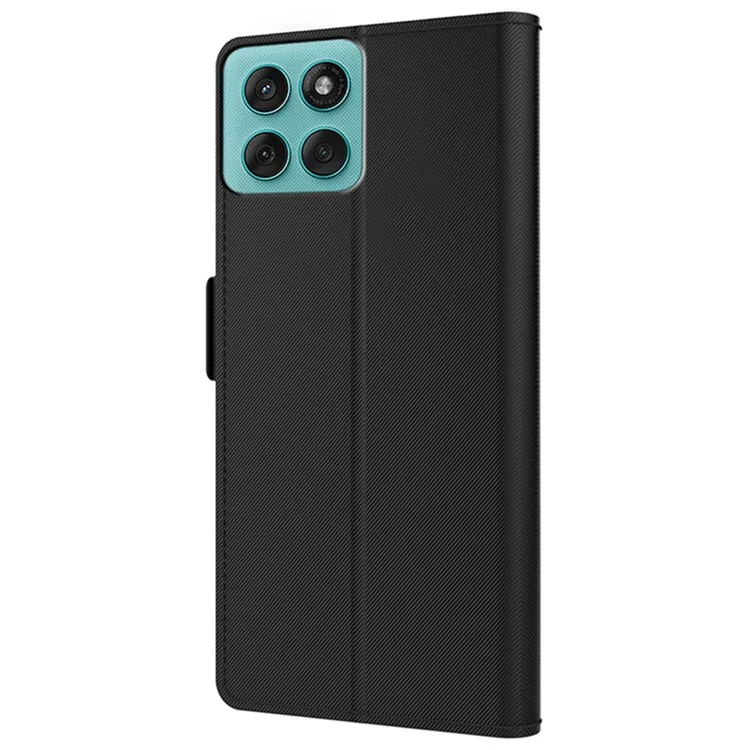 Funda tipo cartera para Motorola Edge 60 5G / Edge 60 Fusion 5G con soporte, cuero sintético, portatarjetas y espejo - Negro