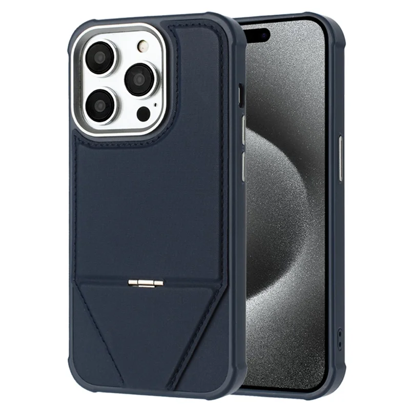 For iPhone 15 Pro Max Case Compatible with MagSafe Kickstand TPU + PU Leather Phone Cover - Blue