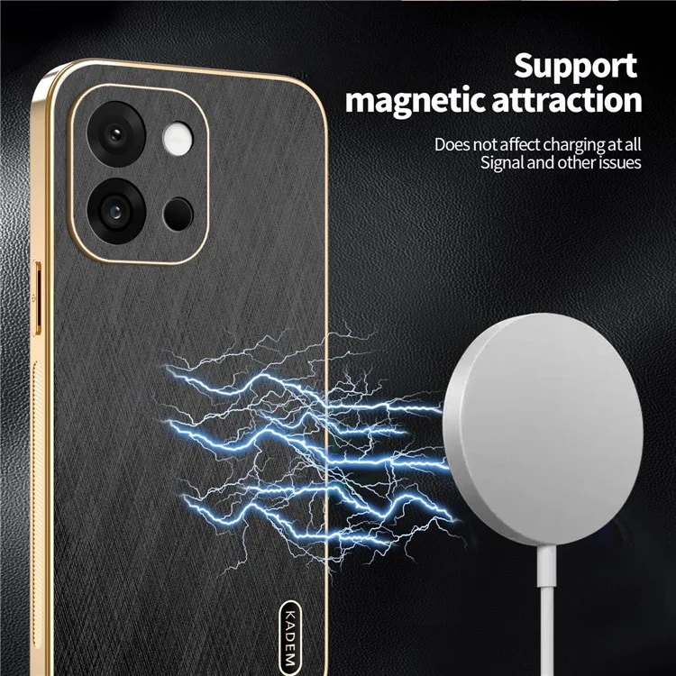 Чехол KADEM для OnePlus 13T 5G с электрохимическим покрытием, текстурой шелка, из ПУ + ТПУ - Черный