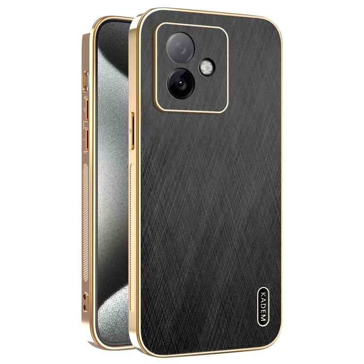 KADEM für Honor X60 GT 5G Hülle Elektrolytische Seidenstruktur PU + TPU Handyrückseite - Schwarz