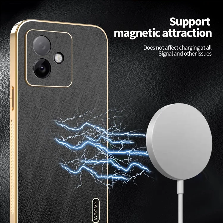 KADEM für Honor X60 GT 5G Hülle Elektrolytische Seidenstruktur PU + TPU Handyrückseite - Schwarz