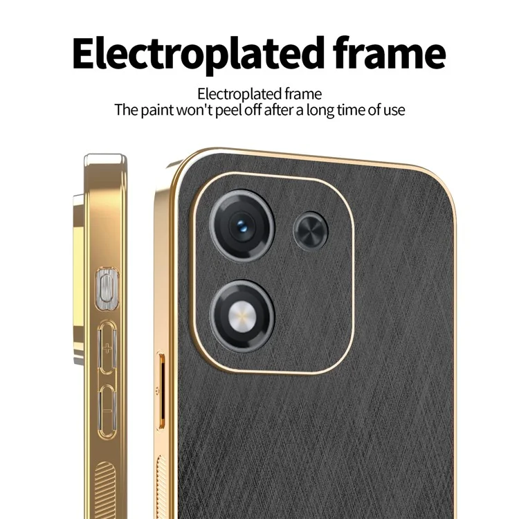 KADEM For Honor X70i Case Electroplating Silk Texture PU + TPU Phone Back Cover - Black