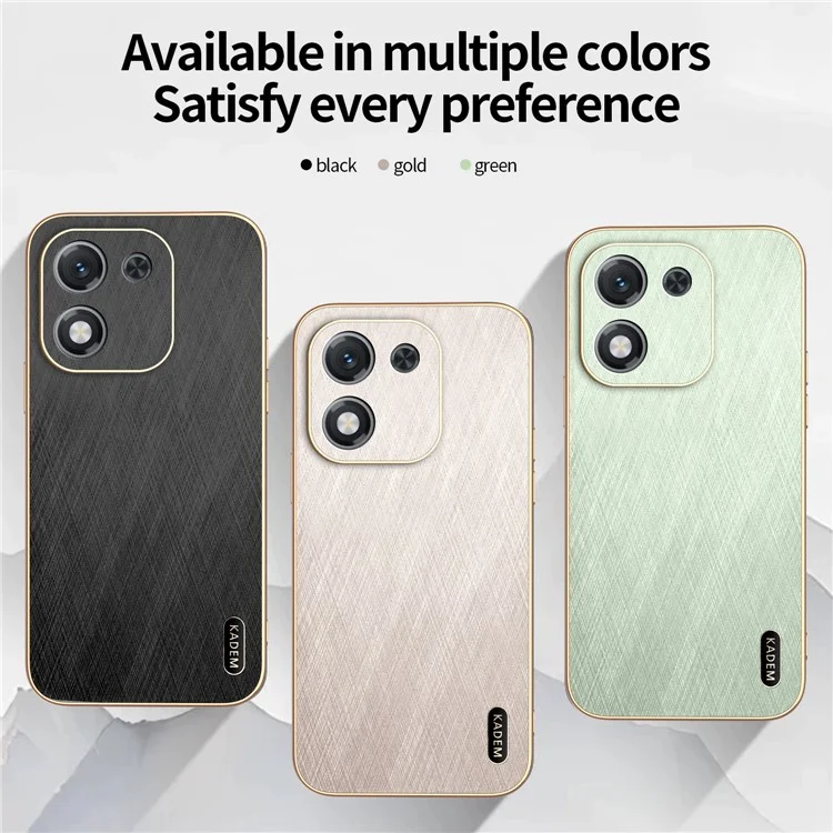 KADEM For Honor X70i Case Electroplating Silk Texture PU + TPU Phone Back Cover - Black