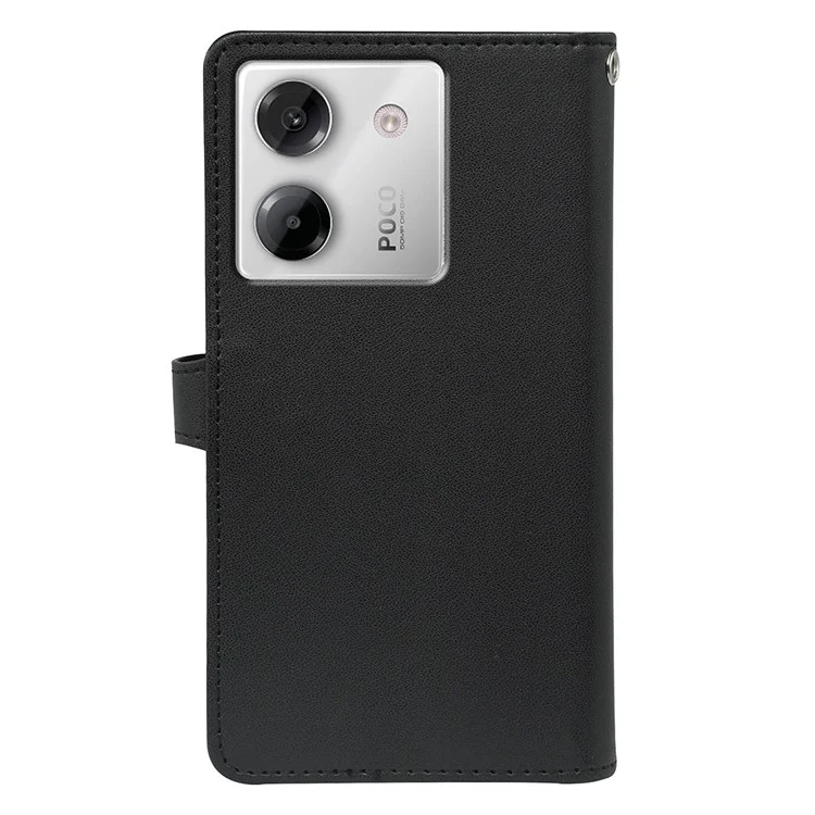 Für Xiaomi Poco M7 Pro 5G Hülle mit 9 Kartenfächern PU-Leder Ständer Handyhülle - Schwarz