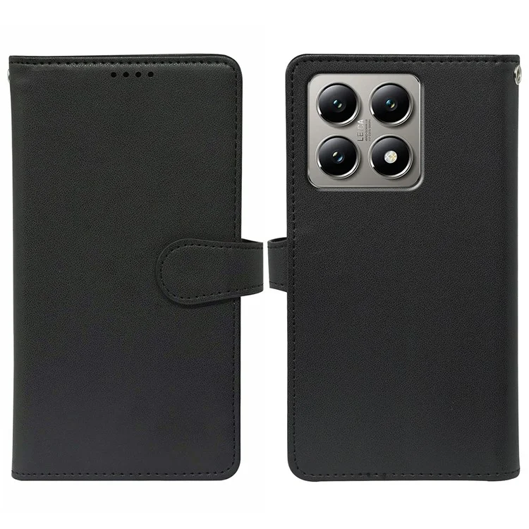 For Xiaomi 14T Pro Case with 9 Card Slots PU Leather Stand Phone Cover - Black