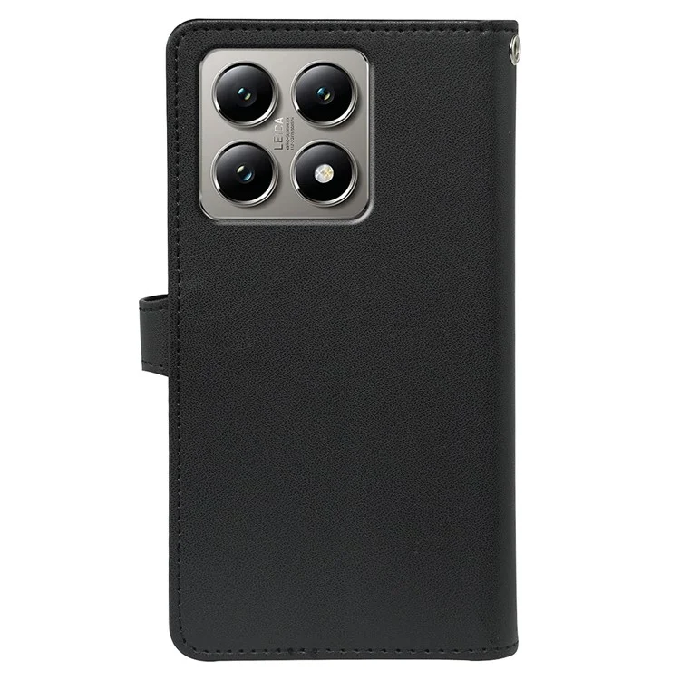 For Xiaomi 14T Pro Case with 9 Card Slots PU Leather Stand Phone Cover - Black