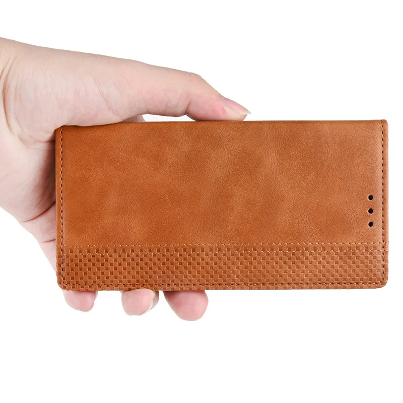 For T-Mobile REVVL 6 Pro 5G 5G / Telekom T Phone Pro 5G / T-Mobile T Phone Pro 5G Vintage PU Leather Wallet Phone Case Imprinted Pattern Stand Magnetic Auto-absorbed Protective Cover - Brown
