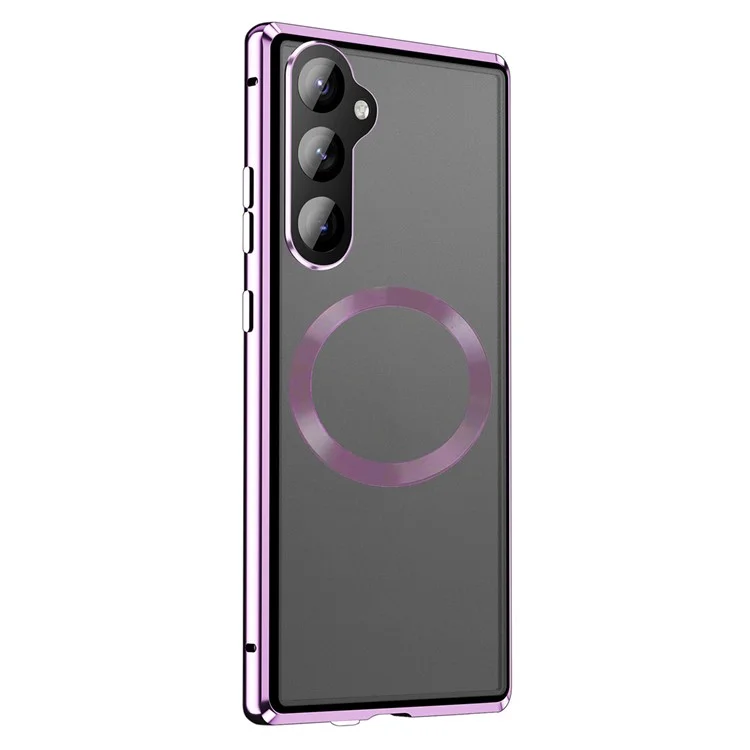 Pour Samsung Galaxy S25 / S24 Étui Compatible avec MagSafe Couverture de téléphone magnétique avec film en verre trempé HD - Violet
