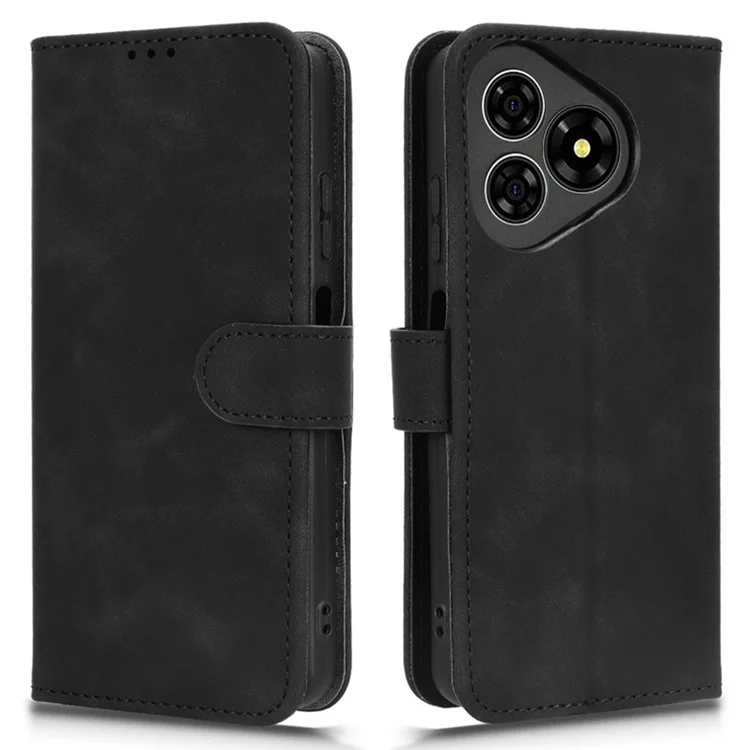 Para Ulefone Note 19 Capa de Couro Estilo Couro Antiderrapante Carteira Capa de Telefone Flip - Preto
