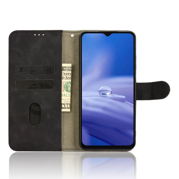 Para Ulefone Note 19 Capa de Couro Estilo Couro Antiderrapante Carteira Capa de Telefone Flip - Preto