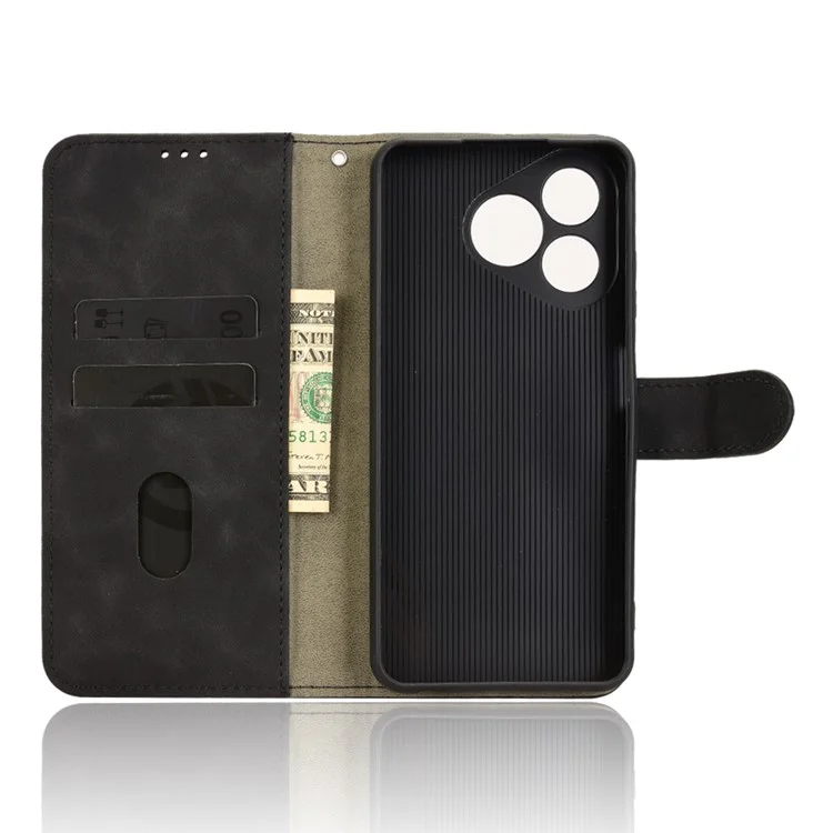 Para Ulefone Note 19 Capa de Couro Estilo Couro Antiderrapante Carteira Capa de Telefone Flip - Preto