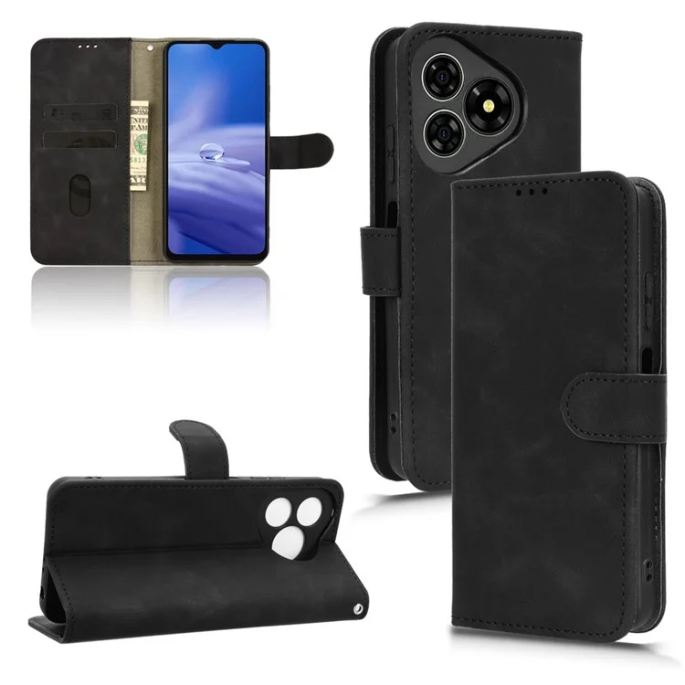 Para Ulefone Note 19 Capa de Couro Estilo Couro Antiderrapante Carteira Capa de Telefone Flip - Preto