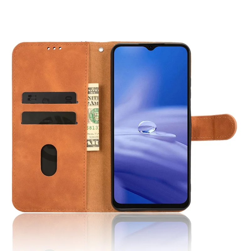 For Ulefone Note 19 Leather Case Skin Feel Anti Drop Wallet Flip Phone Cover - Brown