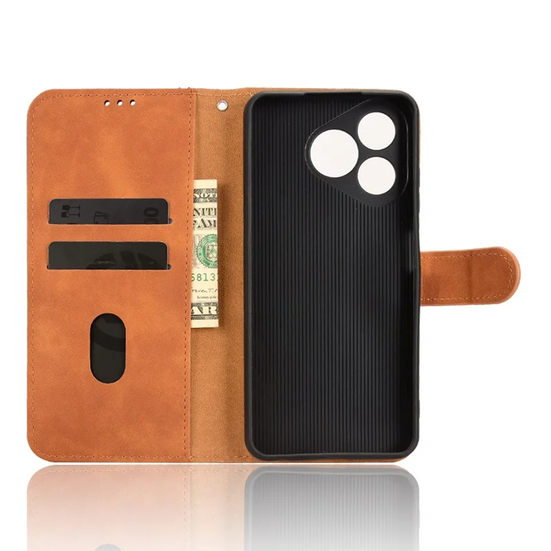 For Ulefone Note 19 Leather Case Skin Feel Anti Drop Wallet Flip Phone Cover - Brown