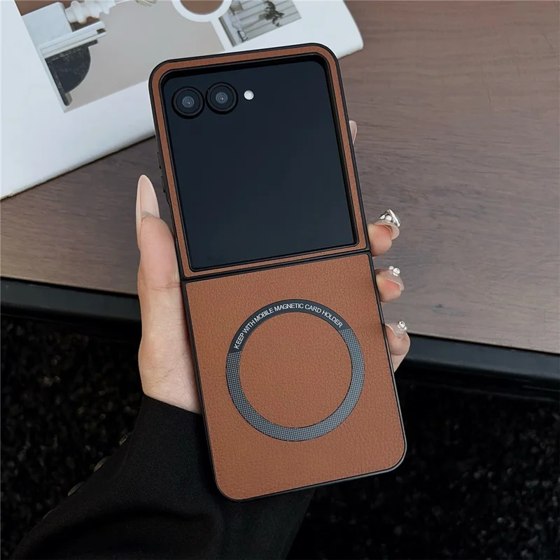 Magnetic Case for Motorola Razr 70 Ultra / 60 Ultra 5G / Razr Ultra 2026 5G / 2025 5G Anti-Drop PU Leather + PC Cover - Brown