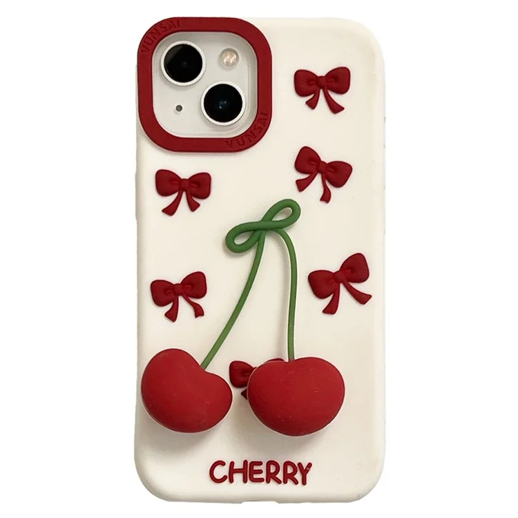 Étui en silicone pour iPhone 15 Design Pendentif Cerise Antichoc Coque Arrière de Téléphone Durable