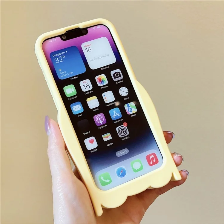 For iPhone 15 Silicone Case Cute Dopamine Dog Design Shockproof Phone Back Cover - Yellow