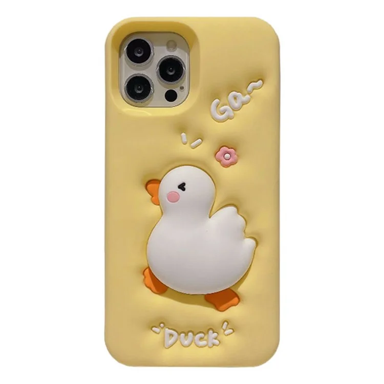 Capa de Silicone para iPhone 16 Pro Max com Design de Pato Expansivo Fofo, Antichoque, para Proteção Traseira do Celular