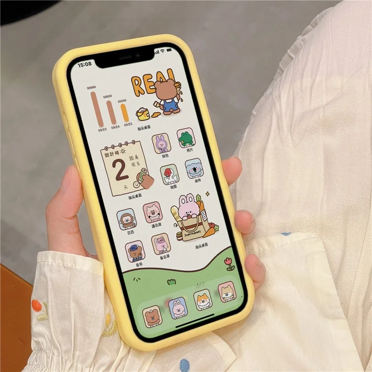 Capa de Silicone para iPhone 16 Pro Max com Design de Pato Expansivo Fofo, Antichoque, para Proteção Traseira do Celular
