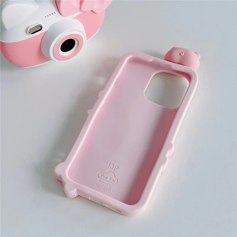 For iPhone 16 Pro Max Silicone Case Cute 3D Pig Design Shockproof Phone Back Cover