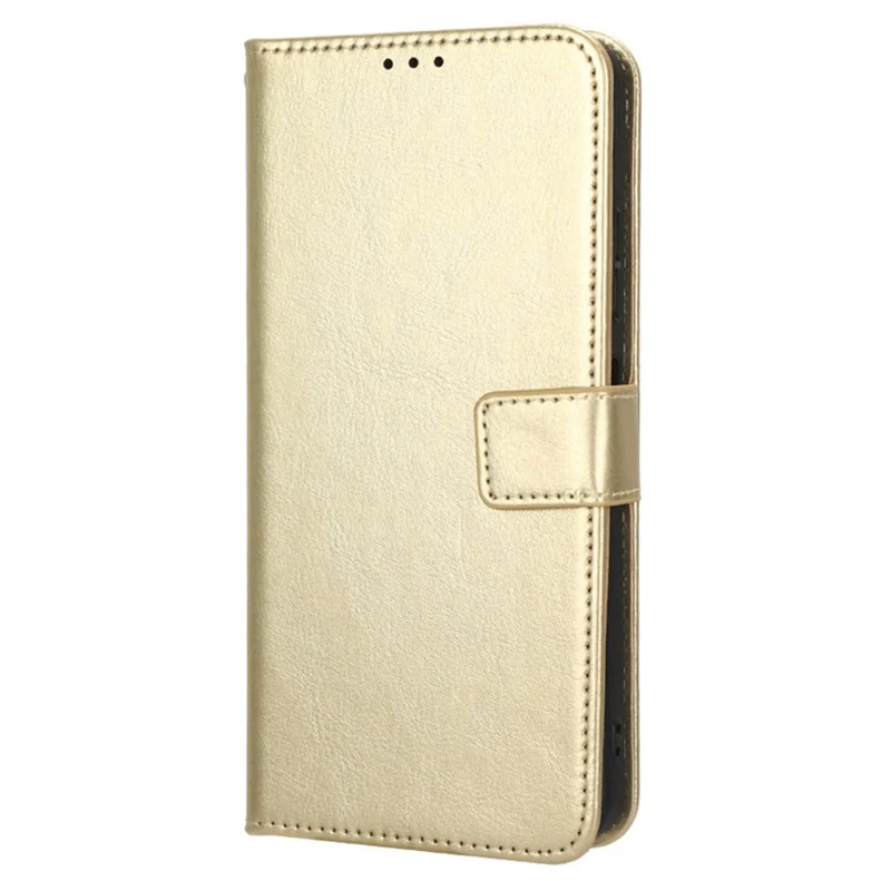 For T-Mobile REVVL 6 Pro 5G 5G / Telekom T Phone Pro 5G / T-Mobile T Phone Pro 5G Crazy Horse Texture PU Leather Shockproof Cover Foldable Stand Wallet Case - Gold