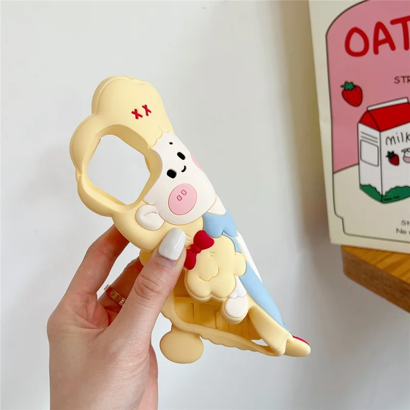 For iPhone 15 Silicone Case Cute Blonde Girl Design Shockproof Phone Back Cover
