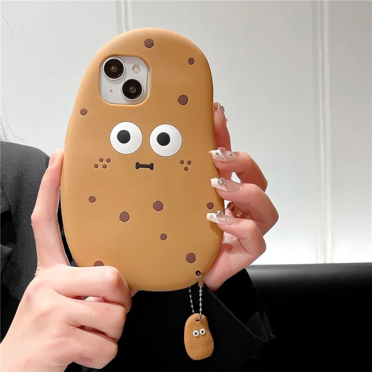 For iPhone 15 Silicone Case Cute 3D Potato Design Shockproof Phone Back Cover