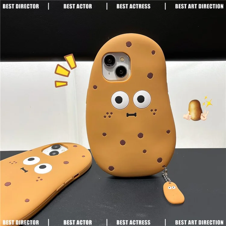 For iPhone 15 Silicone Case Cute 3D Potato Design Shockproof Phone Back Cover