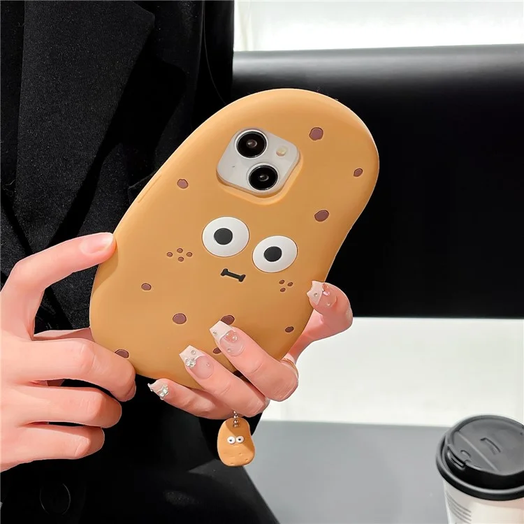 For iPhone 15 Silicone Case Cute 3D Potato Design Shockproof Phone Back Cover
