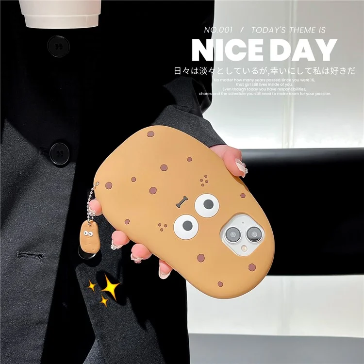 For iPhone 15 Silicone Case Cute 3D Potato Design Shockproof Phone Back Cover